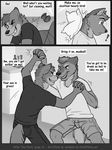  after_the_party canine clothing comic dialogue jackaloo male male/male mammal party 