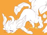  &lt;3 ambiguous_gender blush canine claws drooling duo eeveelution feral fur leafeon licking mammal nintendo open_mouth orange_background paws plain_background pok&eacute;mon saliva teeth tongue tongue_out video_games winte 