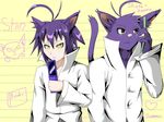  animal_ears cat cat_ears catboy feline male male/male mammal morenatsu phone shin_kuroi 