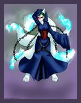  anthro bodice canine chain cloak clothed clothing fantasma female fire floating flying fox fur ghost hovering invalid_tag kitsune_mask koshkio mammal mask multiple_tails robe solo spirit 