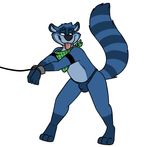  anthro bulge clothing cuffs handcuffed handcuffs male mammal raccoon robbie rotten_robbie shackles solo thong 