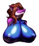  2014 alpha_channel anthro big_breasts breasts brown_hair bust clothed clothing dragon female hair half-closed_eyes horn huge_breasts kalnareff kalnareff_(character) long_hair looking_at_viewer plain_background purple_scales riendonut scalie smile suit transparent_background white_scales 