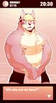  bara_(kokuhane) biceps canine chest_tuft clothed clothing dog english_text facial_hair fur half-dressed hat kokuhane male mammal muscles nipples pecs text tuft underwear 