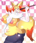  animal_ears big_breasts big_butt blonde_hair braixen breasts butt canine clothed clothing eyeshadow female fox fur furry_tail hair happy invalid_tag looking_at_viewer makeup mammal milf mother nintendo nipples nude open_mouth parent pok&eacute;mon puffy_nipples red_eyes red_fur shy smile solo tongue tongue-out ullamaliztli video_games white_fur yellow-fur 