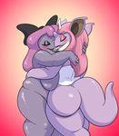  big_breasts big_butt blush bow breasts butt clothed clothing eyes_closed female female/female french_kissing hair half-dressed hand_on_butt hand_on_head hug huge_breasts huge_butt kissing mcnasty muk nidoqueen nintendo nurse nurse_uniform pink_hair pok&eacute;mon purple_hair saliva thick_thighs topless video_games 