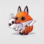  alex_solis ambiguous_gender blood canine chibi cute fox happy lagomorph mammal rabbit size_difference snow vore what 