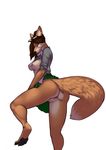  2015 anthro breasts butt canine clothing eyewear female glasses lost-paw mammal nipples plain_background pussy skirt solo white_background wolf 