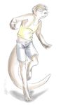  anthro clothed clothing eyewear fur glasses invalid_tag koshkio male mammal mustelid otter reese running shirt shorts sketch skinny slim solo standing tank_top young 