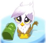  2015 avian bag female friendship_is_magic gilda_(mlp) gryphon my_little_pony sitting solo ta-na yellow_eyes young 