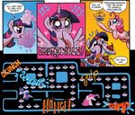  blue_eyes comic crossover cupcakes cutie_mark duo earth_pony eating english_text equine female friendship_is_magic horn horse mammal maze my_little_pony open_mouth pac-man_(series) pinkie_pie_(mlp) plain_background pony smile sweat sweatdrop text tongue twilight_sparkle_(mlp) video_games what wing_boner wings 