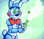  animatronic bow_tie five_nights_at_freddy&#039;s five_nights_at_freddy&#039;s_2 green_eyes lagomorph machine mammal mechanical rabbit robot teeth toy-bonnie toy_bonnie_(fnaf) video_games 