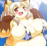  biniki bra canine clothing female fox hair kemono long_hair mammal rajio red_eyes underwear white_hair 