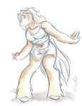  anthro chubby clothed clothing equine female fur hair hooves horse invalid_tag koshkio long_hair mammal shorts sketch solo standing voluptuous white_hair 
