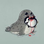  alex_solis ambiguous_gender avian bird blood cute happy penguin seal size_difference vore what 