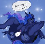  2015 anus blue_fur body_writing butt chest_tuft colored dialogue dildo english_text equine female friendship_is_magic fur glacierclear hair horn insertion long_hair looking_at_viewer mammal my_little_pony penetration princess_luna_(mlp) pussy pussy_juice sex_toy solo spread_legs spreading text tuft vaginal vaginal_insertion vaginal_penetration winged_unicorn wings 