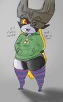  captainfuckbus clothing english_text female hair imp legwear looking_at_viewer midna nintendo orange_hair red_eyes solo sweater text the_legend_of_zelda thick_thighs thigh_highs twilight_princess video_games yellow_sclera 