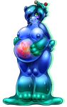  2015 absurd_res alpha_channel anthro bear big_breasts blue_hair blue_nipples blue_skin blush breasts candy female goo green_eyes hair hi_res hindpaw lollipop looking_at_viewer madamsquiggles mammal nipples nude paws pregnant short_hair smile solo thick_thighs voluptuous 