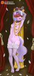  clothing diamond_tiara_(mlp) flower friendship_is_magic lily lingerie lipstick my_little_pony nipples patreon petals pinnup plant pussy smudge_proof solo strategically_covered 