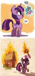  arson cheerful comic dialogue english_text equine fire friendship_is_magic hallucination herny horn horse mammal my_little_pony pony princess_celestia_(mlp) pyromaniac schizophrenia smile telekinesis text torch trotting tulpa twilight_sparkle_(mlp) voices winged_unicorn 