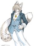  anthro cat clothed clothing feline fur invalid_tag koshkio looking_at_viewer male mammal solo spots standing viktor white_fur 