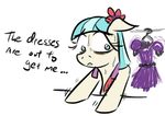  clothing coco_pommel_(mlp) dialogue dress equine female flower friendship_is_magic horse mammal my_little_pony plant pony shaking shivering solo sweat text 