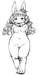  bra breasts clothing hair kemono lagomorph long_hair mammal monochrome nipples nude rabbit setouchi_kurage underwear 