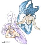  bare blue_scales breasts clothed clothing couple female fin fish hair half-dressed invalid_tag koshkio long_hair love lovers male marine mermaid merman nude pair purple_scales scales scalie topless 