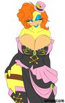 2015 anthro big_breasts blush breasts cleavage clothed clothing female huge_breasts looking_at_viewer one_eye_closed smile solo sonic_(series) supersonicrulaa unknown_species wink 