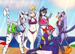  2015 anthro ball beach bent_over big_breasts bikini black_hair blue_eyes blue_fur blue_hair blue_nose breasts butt cleavage clothed clothing eyes_closed feline female food fur goo green_eyes hair hi_res hug ice_cream long_hair looking_at_viewer looking_down looking_up mammal navel outside pink_nose red_eyes red_fur sand scorpdk sea seaside sitting slime standing stripes swimsuit thick_thighs tiger under_boob water white_fur wide_hips 