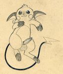  balls feral male nintendo penis pok&eacute;mon precum raichu solo tapering_penis traditional_media_(artwork) tush video_games 