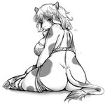  bovine bra butt cattle clothing female hair kemono long_hair mammal monochrome panties setouchi_kurage solo underwear 