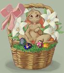  anthro basket bow clitoris collar digital_media_(artwork) easter easter_bunny easter_eggs female flower gaping gaping_pussy holidays lagomorph looking_at_viewer mammal multi_nipple myheartpumpspiss nipples nude plant pussy rabbit reclining sitting smile spread_legs spread_pussy spreading 