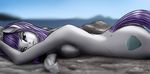  2015 anthro anthrofied breasts cutie_mark earth_pony equine female friendship_is_magic grey_skin hair hi_res horse looking_at_viewer lying mammal maud_pie_(mlp) my_little_pony mykegreywolf nude on_front outside pony purple_hair solo 