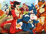  canine censored dragon dragoon86 female group group_sex handjob kemono mammal penis sex wolf 