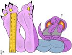  2015 5_toes big_breasts bra breasts clothing feet female foot_focus green_eyes humanoid_feet jeans nintendo pok&eacute;mon reptile sabrina_arbok scalie snake solo toe_ring toes underwear video_games watermark zp92 