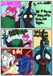  blue_hair blush changeling comic dialogue earth_pony english_text equine fangs female feral friendship_is_magic hair horn horse internal long_hair mammal my_little_pony pink_hair pinkie_pie_(mlp) pony princess_celestia_(mlp) princess_luna_(mlp) queen_chrysalis_(mlp) shrabby sweat text unicorn vore 