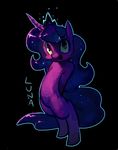  bipedal black_background blue_fur blue_hair crown derekireba english_text equine female friendship_is_magic fur hair horn horse looking_at_viewer mammal my_little_pony open_mouth plain_background pony princess_luna_(mlp) royalty smile solo text 