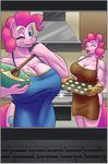  anthro apron big_breasts breasts butt clock-face cooking equine female friendship_is_magic horse huge_breasts mammal muscles my_little_pony one_eye_closed pinkie_pie_(mlp) pony smile wink 