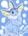  ambiguous_gender blue_eyes blush eeveelution feral itameshi looking_at_viewer melting nintendo open_mouth paws pok&eacute;mon solo vaporeon video_games 