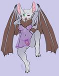  2015 3-toes anthro areola arms_above_head bat big_ears blush breasts chest_tuft claws clothed clothing cute ellise_the_bat female fluffy fur green_eyes grey_fur hair hindpaw looking_at_viewer lying mammal nipples nude on_back one_eye_closed open_mouth panties paws piercing plain_background puddingpaw pussy short_hair smile solo spread_legs spreading teeth tongue tongue_out tuft underwear white_fur wings 