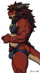  annoyed anthro bulge crossdressing digital_media_(artwork) dragon fileossur horn male muscles pecs pubes rossciaco side_view signature skimpy_clothing sol standing 
