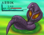  arbok bulge darklord92 dripping eye_roll female feral green_eyes health_bar long_tongue nintendo open_mouth outside penetration pok&eacute;mon pussy_juice saliva tongue vaginal vaginal_penetration video_games 