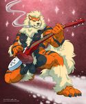  abs animal_genitalia anthro arcanine balls canine canine_penis cigarette erection fur guitar knot male mammal muscles musical_instrument nintendo nipples nude pecs penis pok&eacute;mon solo video_games wfa 