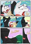  changeling comic dialogue duo english_text fangs female feral friendship_is_magic hair horn long_hair long_tongue multicolored_hair my_little_pony neck_bulge princess_celestia_(mlp) queen_chrysalis_(mlp) saliva shrabby text tongue tongue_out vore 