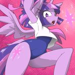  anthro anthrofied clothed clothing cutie_mark equine eyelashes friendship_is_magic fur hair horn horse looking_at_viewer mammal mustang-blaze my_little_pony open_mouth pony purple_fur purple_hair simple_background swimsuit teeth tongue twilight_sparkle_(mlp) two_tone_hair wings 