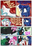  blue_hair changeling comic dialogue earth_pony english_text equine fangs female feral friendship_is_magic hair horn horse incest long_hair mammal my_little_pony one_eye_closed pink_hair pinkie_pie_(mlp) pony princess_celestia_(mlp) princess_luna_(mlp) pussy queen_chrysalis_(mlp) shrabby sweat text unicorn 