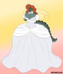  2015 anthro big_breasts blush breasts bride cleavage clothed clothing dress female hi_res lizard reptile scalie solo supersonicrulaa 