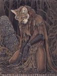  2006 anthro canine cloak clothing dark_natasha dead_tree forest jewelry loincloth looking_at_viewer male mammal outside portrait solo tree wolf 