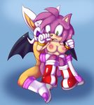  amy_rose anthro areola bat big_breasts breasts erect_nipples female female/female hedgehog mammal nipples rouge_the_bat sonic_(series) toufu_(artist) wings 