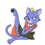 anthro blue_fur bow cat clothing feline fur grimm&#039;s_fairy_tale_classics half-closed_eyes lily mammal raised_leg skirt smile solo the_marriage_of_mrs._fox 